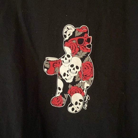 Riot Society T-Shirt Black Teddy Bear Skeleton Heads Men's Size Large - Picture 4 of 8